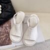 Ankle-strap buckle women's high-heeled sandal summer simple round head chunky heel solid color open toe low-top shoes - Image 6
