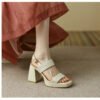 2022 New Summer Sandals Shallow Leaky Toe Slip-on Buckle High Heels Party Wedding Fashion Sexy Elegant Solid Color Sandals - Image 4