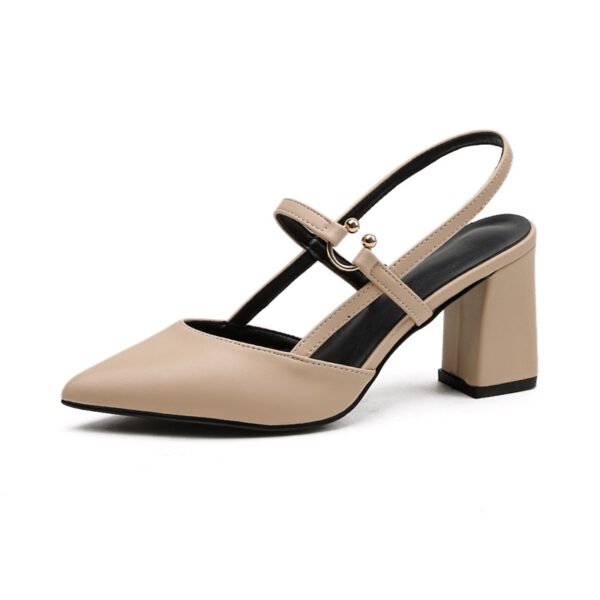 Women's Simple Hollow Block Heel Pumps Toe Pointed High Heels