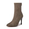 New Women Sock Boots Pointed Toe Elastic High Slip On Heel High Ankle Pumps Stiletto Botas Mujer High Boots - Image 2