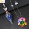 CSJA 7 Chakra Healing Crystals Pendulum for Dowsing Divination Quartz Natural Stone Pendulums Antique Reiki Pendant Pendulo G854 - Image 6