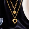 DIEYURO 316L Stainless Steel Small Uneven Folds 2 Love Necklace High-end Sense Party Accessories Non-fading High-quality Gifts - Image 2