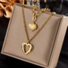 DIEYURO 316L Stainless Steel Small Uneven Folds 2 Love Necklace High-end Sense Party Accessories Non-fading High-quality Gifts - Image 4