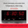 Luminous Digital Wall Clock Alarm Hourly Chiming Temperature Date Calendar Table Clock Electronic LED Clock Decoration with Plug - Image 4