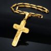 Mens Gold Cross Chain Male Necklace Christian Jewelry Religious Jesus Crucifix Cross Necklace Pendant For Women/Men, Neckless - Image 2