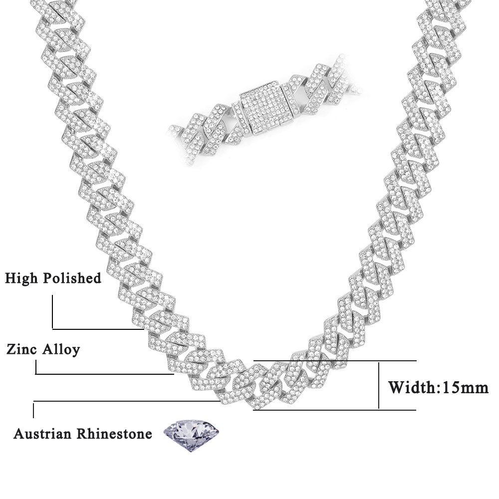 Prong 16mm Cuban Chain Micro Pave Cubic Zircon Mixed Luxury Bling Bling Full Iced Out Charms Hiphop men Jewelry - Image 6