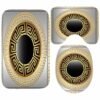 Stylish Grecian Greek Key Meanders Mandala Pattern Shower Curtain and Rug Set Abstract Geometric Bathroom Mats Rugs Toilet Decor - Image 2
