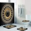 Stylish Grecian Greek Key Meanders Mandala Pattern Shower Curtain and Rug Set Abstract Geometric Bathroom Mats Rugs Toilet Decor - Image 4