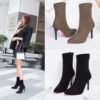 New Women Sock Boots Pointed Toe Elastic High Slip On Heel High Ankle Pumps Stiletto Botas Mujer High Boots - Image 4
