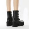 New Fashion black ladies thick heels platform boots Party shoes back zipper buckles ankle boots for women - Image 4