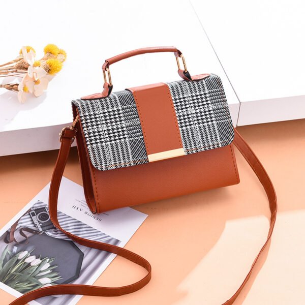 2022  New Women's Tote Bag Fashion Plaid Small Square Ladies Pu Trend Handle Bag