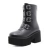 New Fashion black ladies thick heels platform boots Party shoes back zipper buckles ankle boots for women - Image 6