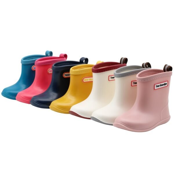 Kids Rain Boots Girls Boys Rainboots PVC Waterproof Mid-Calf Water Shoes Soft Rubber Anti-Slippery Children Toddler Rain Shoes