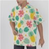 All-Over Print Men's Hawaiian Shirt With Button Closure -- Printed Leaf White Design - Image 2