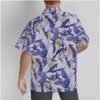 All-Over Print Men's Hawaiian Shirt With Button Closure -- Printed Flower Dark Purple Design - Image 3