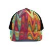 Unisex Peaked Cap With Black Half-mesh--Printed Orange Abstract Design - Image 2