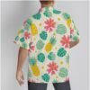 All-Over Print Men's Hawaiian Shirt With Button Closure -- Printed Leaf White Design - Image 3