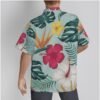 All-Over Print Men's Hawaiian Shirt With Button Closure -- Printed Flower White Design - Image 3