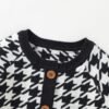 2 Pcs Newborn Houndstooth Outfits Autumn Winter, Baby Girl Boy Button-down Long Sleeve Round Neck Romper Hat - Image 5