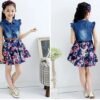 2022 New Girl Clothes Cowboy Jean Denim Bow Floral Dress Summer Clothes Casual Party Shirt Dress Vestido Children Fashion Outfit - Image 4