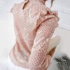 40# Elegant Ruffles Stand Lace Blouses Womens Silod Lace Long Sleeve casual Loose Shirts Vintage Tops Блузка Женская Нарядная - Image 5