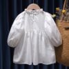 Dresses For Girls White Lace Lapel Spring Autumn Casual Girl Clothing Mid-length Long Sleeves Princess Dress Halloween Costume - Image 2