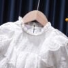 Dresses For Girls White Lace Lapel Spring Autumn Casual Girl Clothing Mid-length Long Sleeves Princess Dress Halloween Costume - Image 3