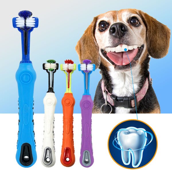 Dog Toothbrush Soft Pet Cat Toothbrush withThree Sided Dogs Rubber Tooth Brush Bad Breath Tartar Teeth Tool Pet Accessories