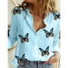 New Butterfly Sunflower 3D Print Women's Blouses Long Sleeve Shirts Vintage Casual Shirt Blouse Female Ladies Girl Tops Clothing - Image 5