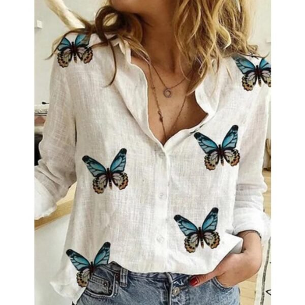New Butterfly Sunflower 3D Print Women's Blouses Long Sleeve Shirts Vintage Casual Shirt Blouse Female Ladies Girl Tops Clothing
