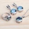 925 Sterling Silver Jewelry Sets Bridal Women Natural Magic Rainbow Zircon Earrings Ring Bracelets Pendant Wedding Necklace Set - Image 2