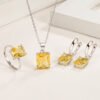 925 Sterling Silver Ring Earrings Necklace For Women Rectangle Geometry Zircon Wedding Elegant Jewelry Sets Free Shipping Items - Image 2