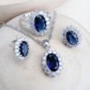 Silver 925 Women Bridal Jewelry Sets Blue Zirconia Costume Fine Jewellery Wedding Necklace Earrings Rings Bracelets Pendant Set - Image 2