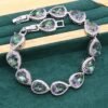 Water Drop Rainbow Topaz 925 Silver Wedding Jewelry set for Women Party Bracelet Earrings Necklace pendant Ring - Image 2