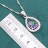 Water Drop Rainbow Topaz 925 Silver Wedding Jewelry set for Women Party Bracelet Earrings Necklace pendant Ring - Image 4