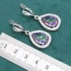 Water Drop Rainbow Topaz 925 Silver Wedding Jewelry set for Women Party Bracelet Earrings Necklace pendant Ring - Image 6