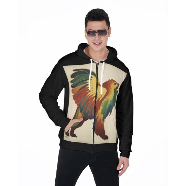 All-Over Print Men's Heavy Fleece Zip Up Hoodie-Graphic Design-Regular Fit-Printed As Shown