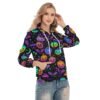 All-Over Print Women's Raglan Sleeve Hoodie With Zipper Closure-Halloween Prints-Printed As Shown - Image 2