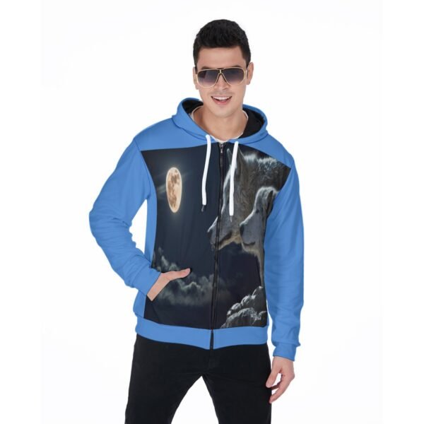 All-Over Print Men's Heavy Fleece Zip Up Hoodie-Graphic Design-Regular Fit-Printed As Shown