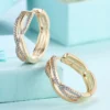 925 Silver 24mm 18K Gold Twist Hoop Earrings For Women Fashion Wedding Jewelry - Image 3