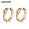 925 Silver 24mm 18K Gold Twist Hoop Earrings For Women Fashion Wedding Jewelry - Image 5