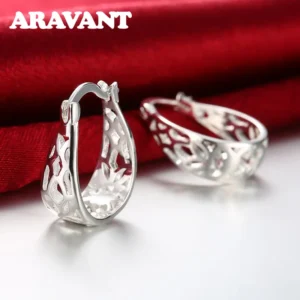 925 Silver Hollow Hoop Earring For Women Fashion Wedding Jewelry