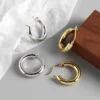 Round Circle Women 925 Stamp Hoop Earrings for Women Gold/Silver Color Earrings Jewelry Gifts - Image 2