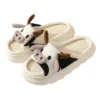 Hot Sale Women Milk Cow Linen Slippers Four Seasons Men Indoor Sandals Adults Cartoon Slides Couples Cute Breathable Home Shoes - Image 3