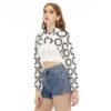 Geometric Rounded Black and White All-Over Print Women's Smock Short Hoodie With Long Sleeve-eb103 - Image 3