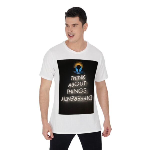 Think About Things Differently Design-All-Over Print Men's O-Neck T-Shirt-White
