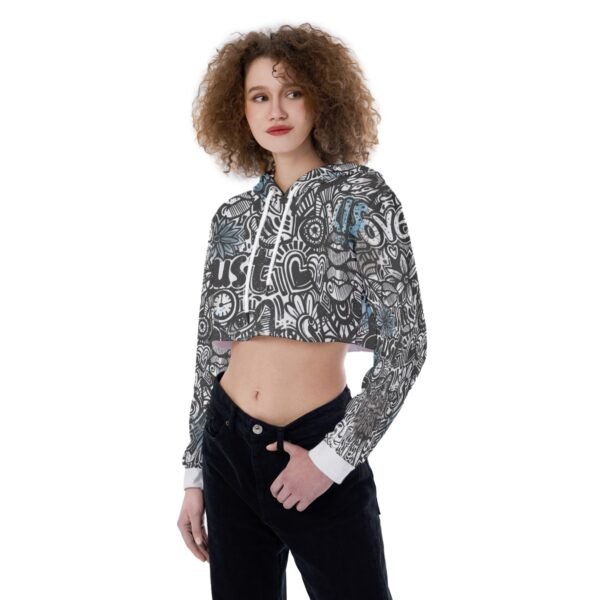 Fashion Grafitti All-Over Print Women's Crop Top Hoodie-eb105