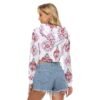 Pink Pattern All-Over Print Women's Crop Top Hoodie|Velvet-eb104 - Image 4