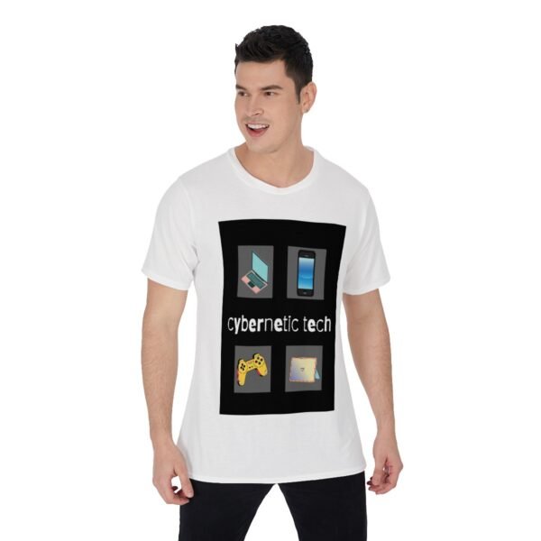 Cybernetic Tech Design-All-Over Print Men's O-Neck T-Shirt-White