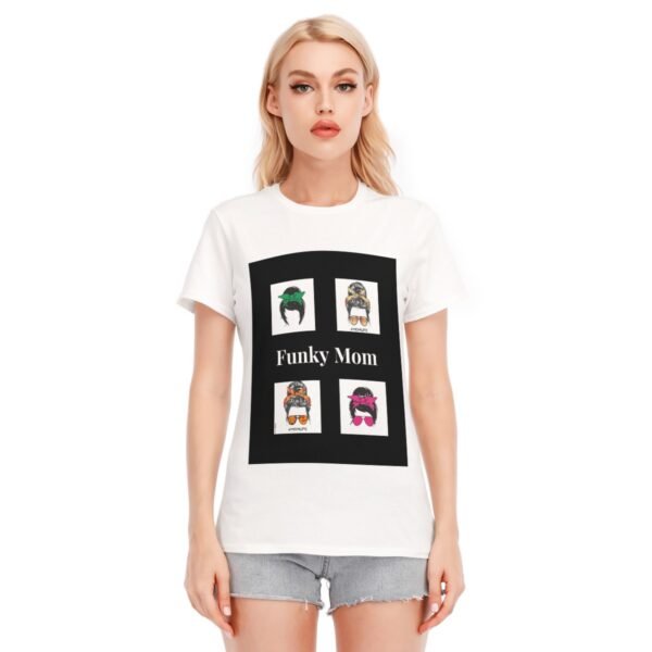 Funky Mom Design-All-Over Print Women's Round Neck T-Shirt | 190GSM Cotton-White